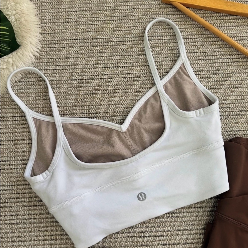 Lululemon Athletica White and Tan Minimalist Sports Bra
